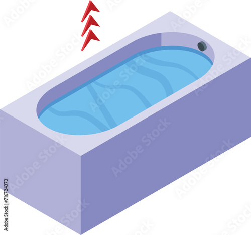 Full bathtub of water icon isometric vector. Currency market. Global finance