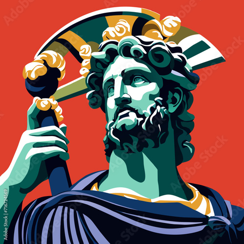 Statue of the Roman Emperor Constantine in Rome, Italy. Vector illustration Generative AI
