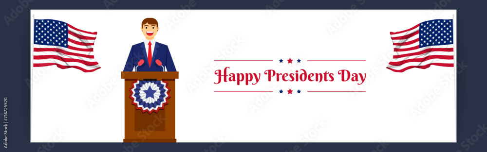 Vector illustration of Happy Presidents Day social media feed template Vector illustration of Happy Presidents Day social media feed template