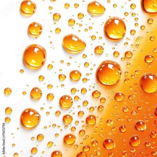Orange water drops on white background