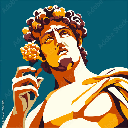 Statue of the ancient Greek god Mercury. Vector illustration in cartoon style generative AI