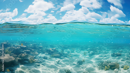realistic water wallpaper, half under water and half sky