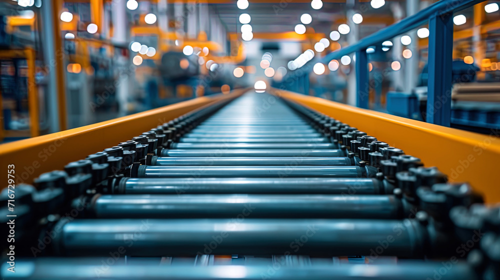 Fototapeta premium Transport tapes and conveyors, moving parts throughout the production workshop