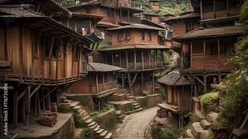 High mountain village without civilization