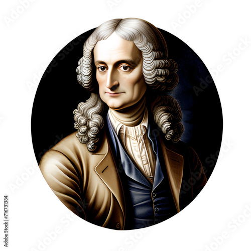 watercolor illustration of isaac newton isolated transparent background photo