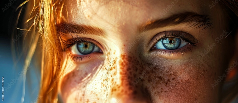Intense emotions captured in a detailed portrait, showcasing the delicate skin, intricate eyelashes and captivating iris of a human face up close Intense emotions captured in a detailed portrait, showcasing the delicate skin, intricate eyelashes and captivating iris of a human face up close