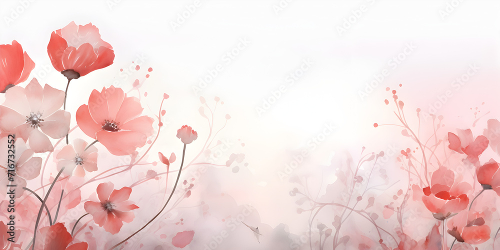 Soft red abstract floral background 