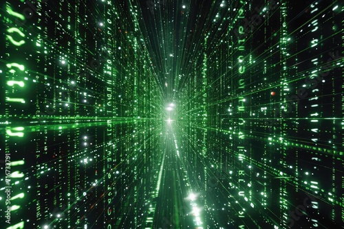 Binary computer matrix code data stream background