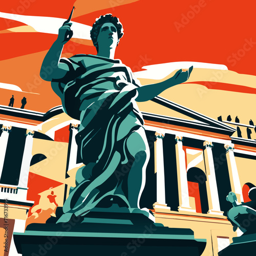 Statue of Liberty in Athens, Greece. Vector Illustration. AI Generated