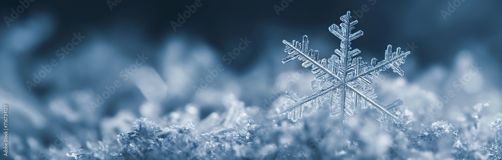 beautiful snowflakes on a frosty background for copy space 