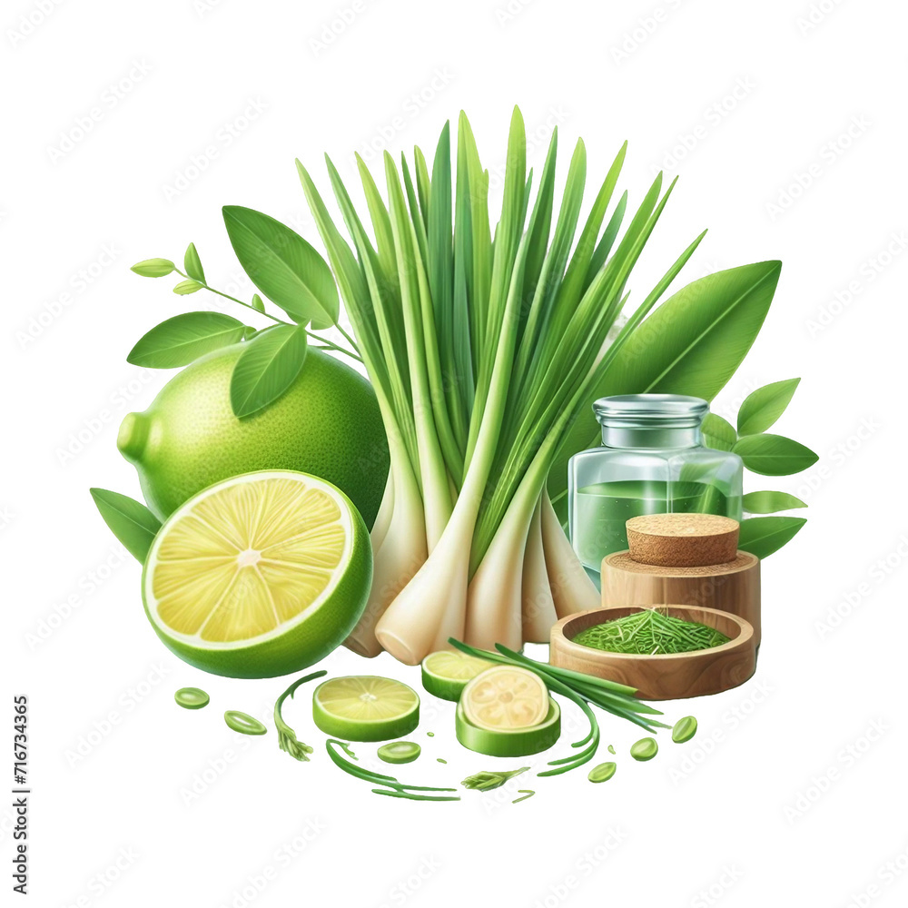 Lemon grass slice on transparent background Ai generative. Lemon grass slice on transparent background Ai generative.