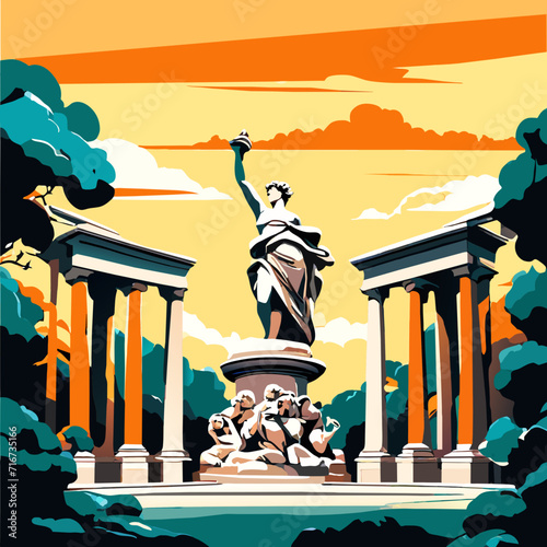 Statue of Liberty in Washington DC, USA. Vector illustration. generative AI