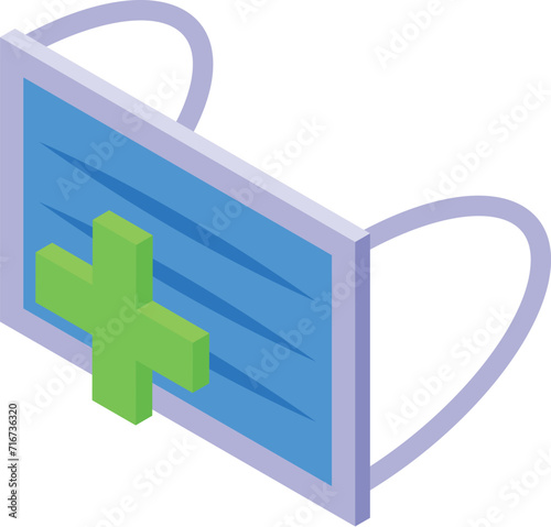 Face mask disinfection icon isometric vector. Cabin cleaning. Medical mask care