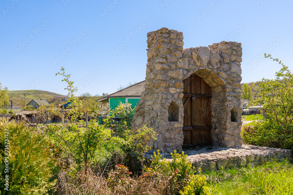 Fototapeta premium Country cellar door. Background with selective focus and copy space
