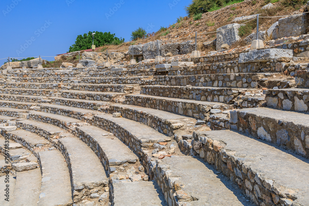Ancient amphitheater in the city of Ephesus. Background with selective focus and copy space