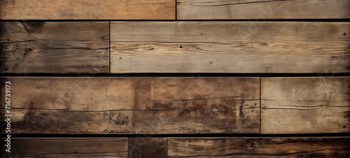 Varied shades of brown on reclaimed wooden plank wall texture