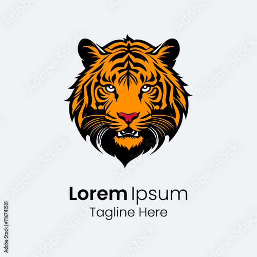 Fototapeta Naklejka Na Ścianę i Meble -  Tiger simple mascot logo design illustration