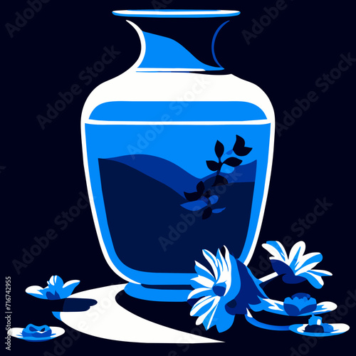 Wallpaper Mural Illustration of a glass jar with flowers on a dark blue background Generative AI Torontodigital.ca