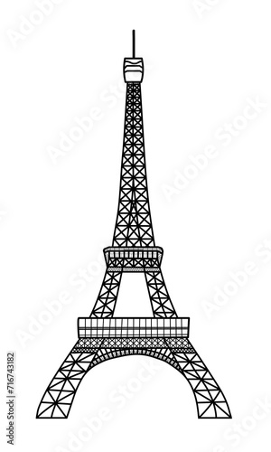 Fototapeta Naklejka Na Ścianę i Meble -  Eiffel Tower Doodle Vector Illustration