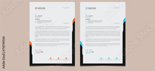 Simple clean elegant creative modern corporate professional abstract company minimal unique business style letterhead design template.