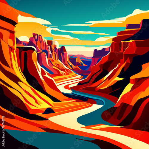 Arizona desert landscape. Canyonlands National Park, USA. Vector illustration Generative AI