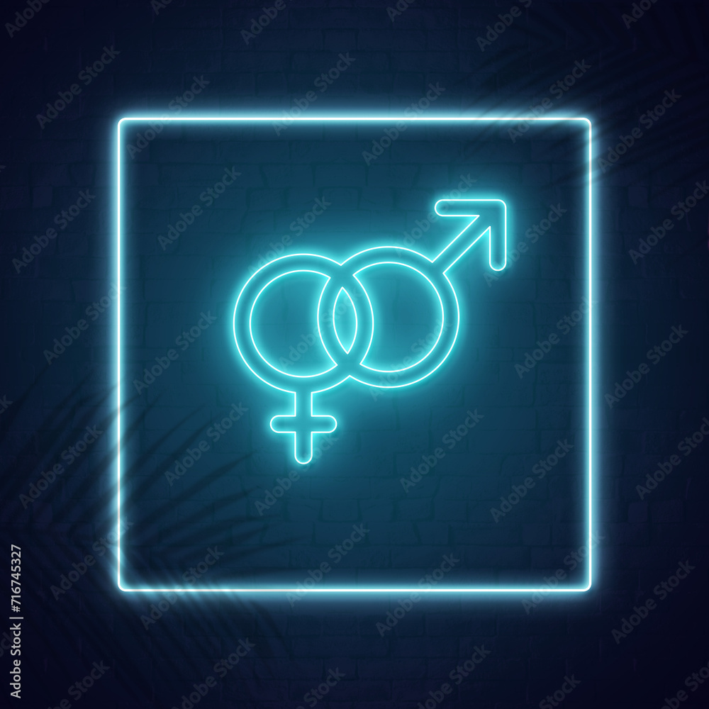Gender symbol or icon neon glow effect for banner or poster