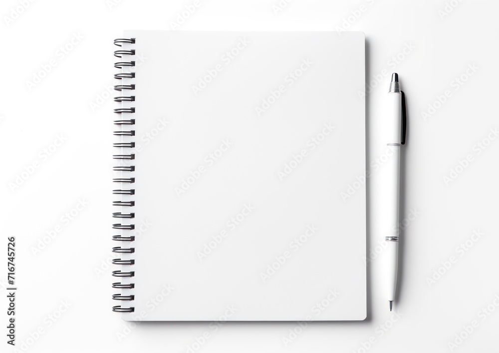 Blank notepad and pen on white background, education paperwork picture Blank notepad and pen on white background, education paperwork picture