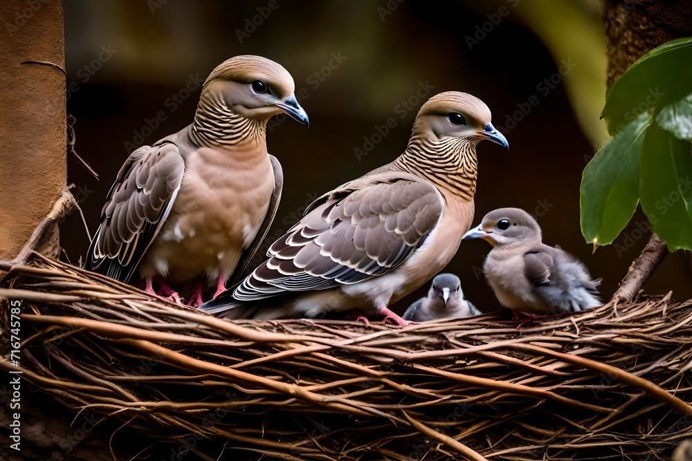 Obraz premium pigeons in the nest