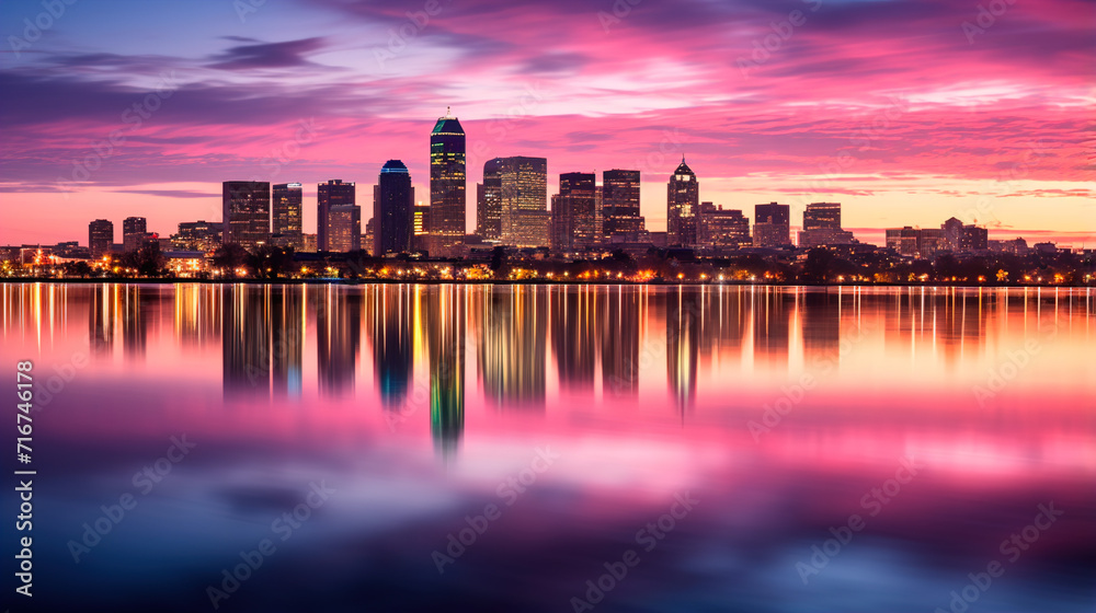 city skyline at sunset city skyline at sunset