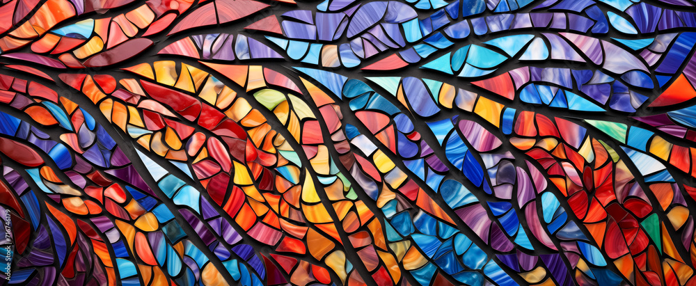 Vibrant stained glass pattern with abstract design