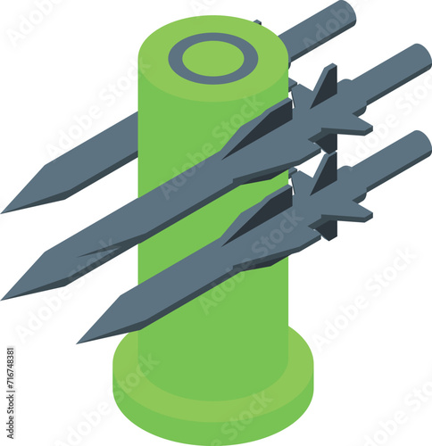 Missile system icon isometric vector. Model unit. Vehicle war aircraft