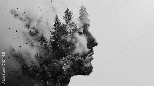 Experiment with double exposure techniques to merge two distinct elements into a single image. Generative AI photo