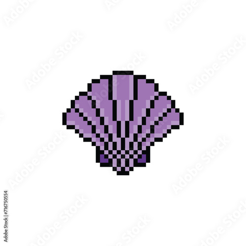 pixel Shell  icon.  Vector pixel art Scallop 8 bit for game company logo template 