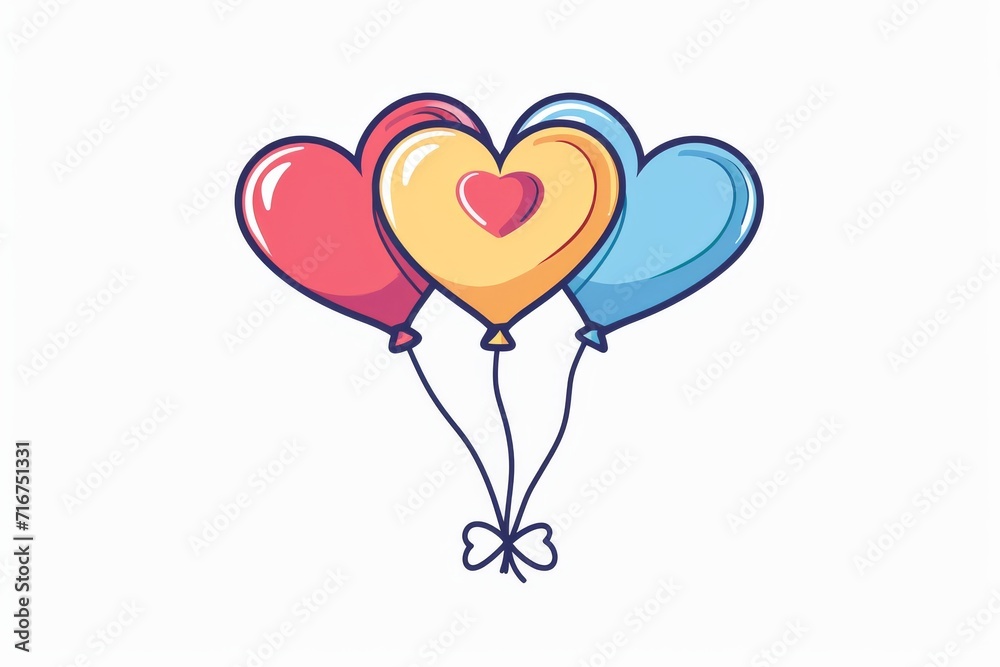 A charming hand-drawn illustration of a heart-shaped balloon adorned with a delicate bow, evoking feelings of love and romance on valentine's day