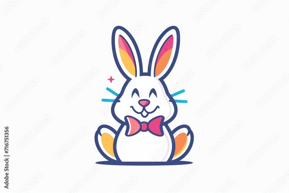A whimsical bunny in a dapper bow tie, captured in a playful cartoon sketch perfect for clipart and illustrations