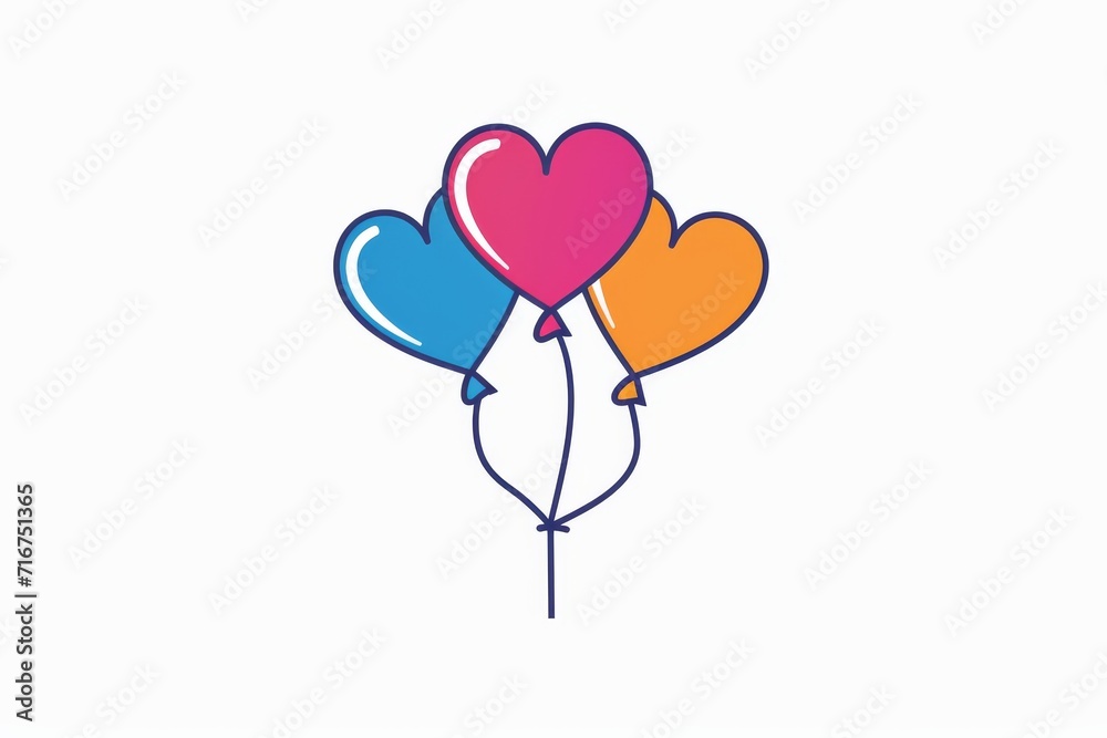 An adorable child's sketch of a heart made of cartoon balloons, exuding love and innocence with its simple yet charming clipart style