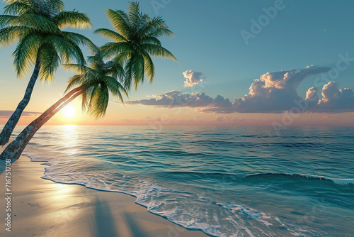 Summer beach with blue background