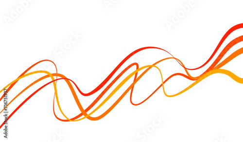 Abstract Orange Background Red Yellow Wave Element Dynamic Line Vector. Flow Curve Wavy Flow Swirl Twist Sound Volume Striped Template Border Frame Motion Movement Business Growth Energy Power