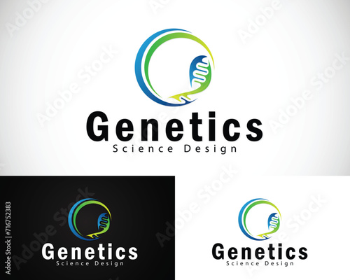 genetics logo creative world science education laboratory design concept biology