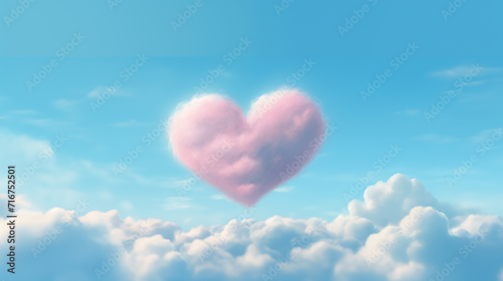 fantasy heart shaped cloud in the blue sky 