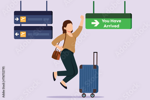 You Have Arrived concept. Colored flat vector illustration isolated.