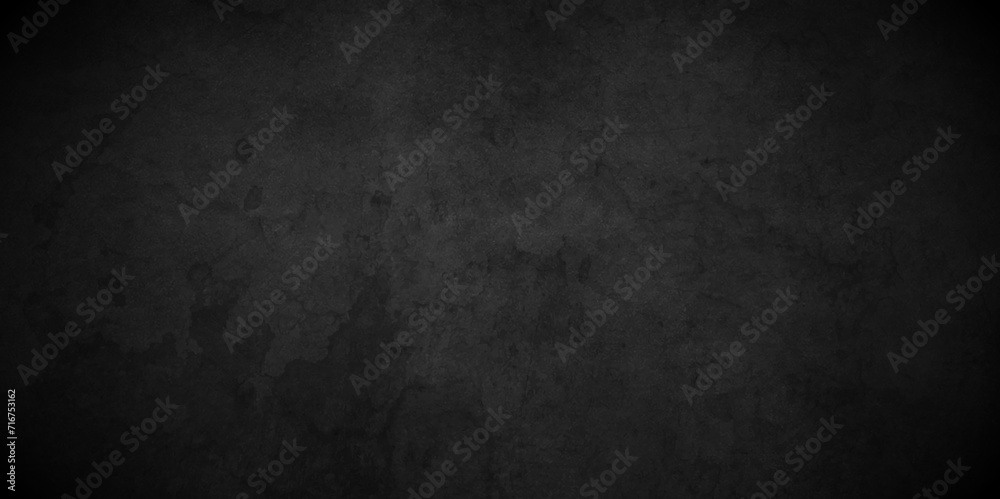 Abstract Dark black stone blank wall grunge marble stone charcoal backdrop background. black rough retro grunge counter tops. dark texture chalk board and cracked wall black board banner background. - obrazy, fototapety, plakaty 