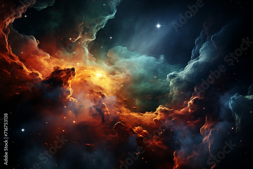 abstract deep space image with stars and clouds_8