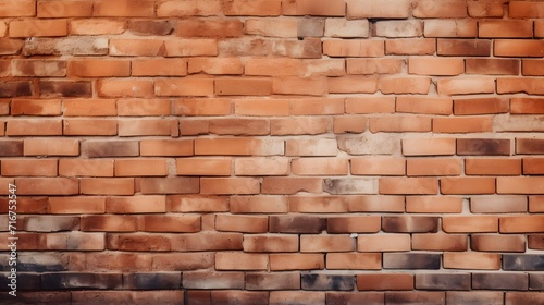 Brick wall texture background. Red brick wall wallpaper in vintage style. Orange background. Interior of brick building. Red brickwork. House construction industry background. Loft style house wall.