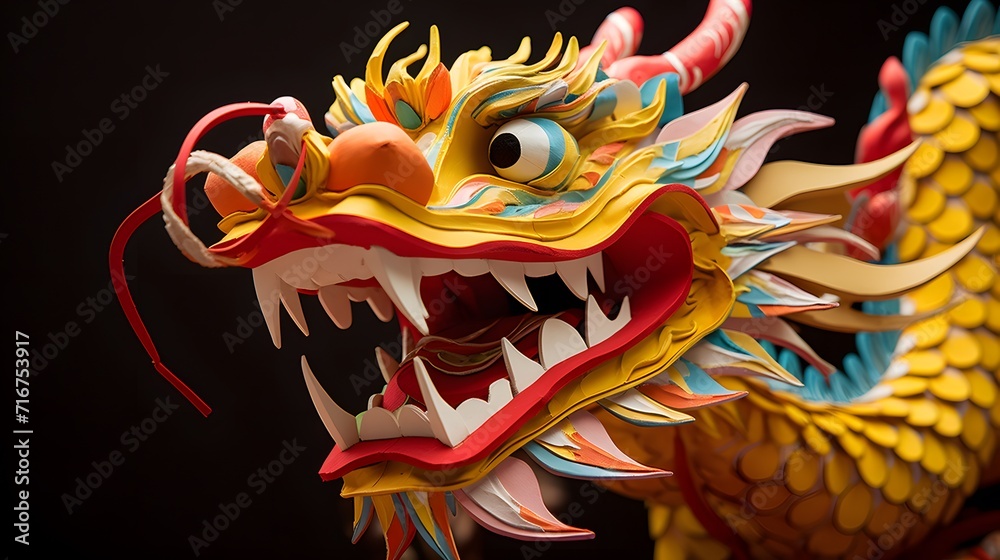 Chinese dragon puppet made from paper in Lunar new Year festival