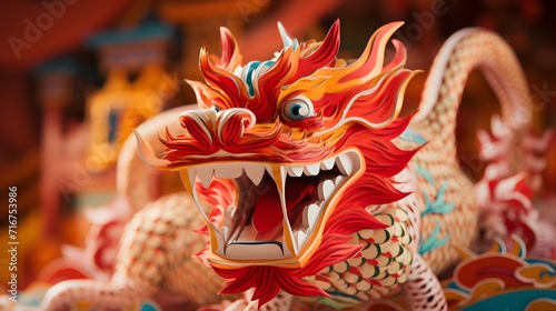 Chinese dragon puppet made from paper in Lunar new Year festival