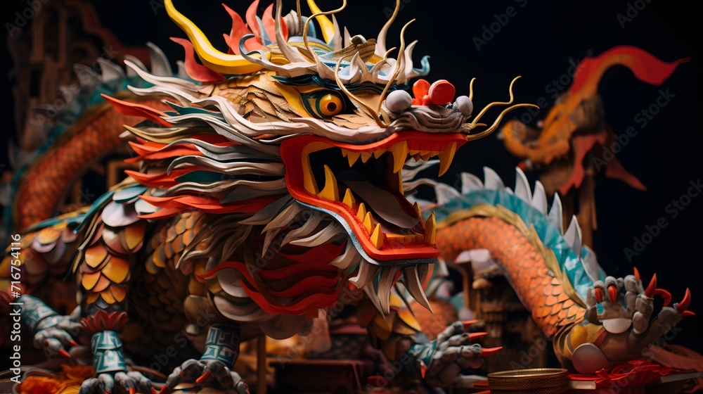 Chinese dragon puppet made from paper in Lunar new Year festival