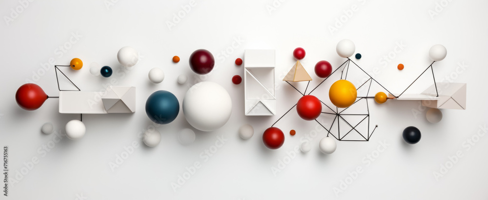 Abstract background with spheres and lines. 3d rendering, 3d illustration.