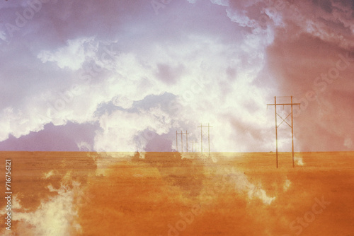 double exposure of power station and clouds (ID: 716756121)