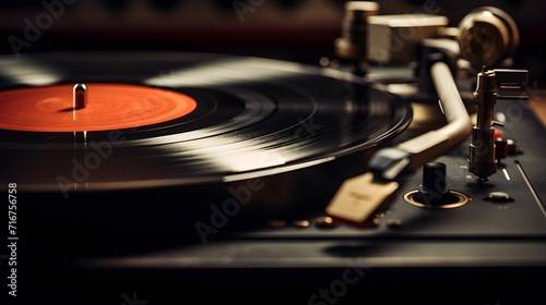 Close-up of Vinyl record player